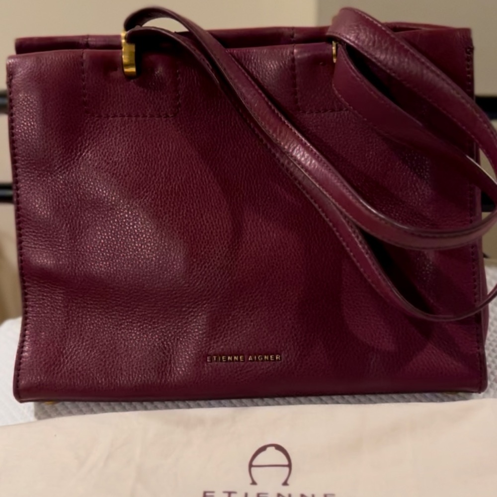 COPY - COPY - Eteine Aigner- Burgundy-pebbled leather purse- retail $130.00